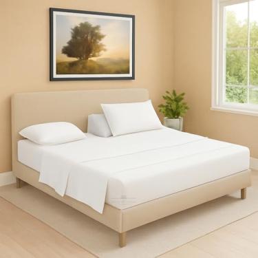 Imagem de Lençol com elástico flexível de cabeça dividida para cama ajustável, King 71 cm dividido a partir do topo, 100% algodão egípcio 600 fios, bolso profundo de 45,7 cm, supermacio, sem rugas, branco