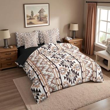 Imagem de Erosebridal Conjunto de edredom rústico King do Oeste com 7 peças, cama asteca do sudoeste em uma bolsa, vintage, tribal boêmio, geométrico, para adolescentes, exótico, étnico, nativo americano