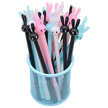 Imagem de Yansanido 24 canetas de escrita fluente, 0,5 mm de tinta preta em forma de gato, linda caneta de tinta de gel para estudantes e materiais de escritório escolares (orelha de coelho 24 peças)