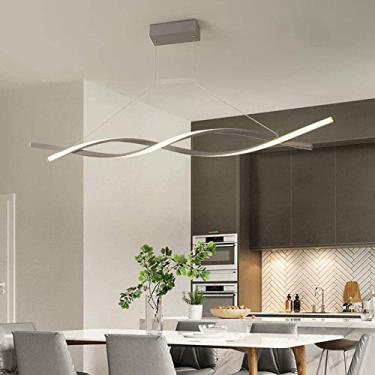 Imagem de Luminária pendente LED para sala de jantar, luzes pendentes modernas reguláveis com controle remoto, lustre com design espiral criativo, luminária suspensa para ilha de cozinha, bar, sala de