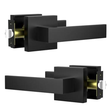 Imagem de SEVEKO Maçaneta de porta, maçaneta de porta (passagem (sem fechadura e sem chave), preto fosco, pacote com 2)