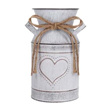 Imagem de MotiveTech Jarro rústico decorativo de metal para flores, jarro, vaso para flores artificiais para casamento, cozinha, escritório, jardim, quarto, Style a