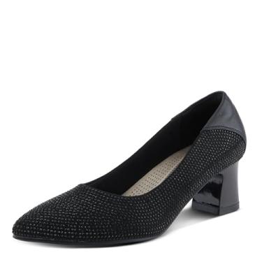 Imagem de PATRIZIA Sapatos femininos Senna Block Heel com silhueta pontiaguda, cristais brilhantes e ajuste confortável, Preto, 5.5-6