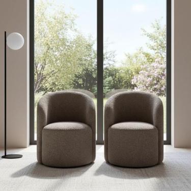 Imagem de Kit 02 Poltronas Curva Orgânica Nature Gaia Boucle Cappuccino - Montan