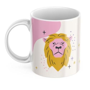 Imagem de Caneca Xicara de Café ou Chá de Porcelana Personalizada Signos Leão Divertida Engraçada para Presente Criativo 325ml