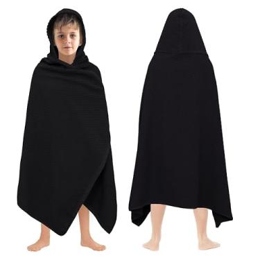 Imagem de ORIGINAL KIDS Toalha de banho com capuz Waffle - Toalha de banho 100% algodão felpudo grande com capuz - Criança grande infantil chuveiro piscina praia - super absorvente secagem rápida fácil cuidado
