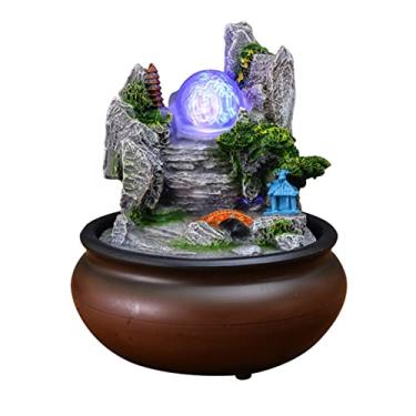 Imagem de XFNVXC Fonte decorativa interna para área de trabalho fonte de água escritório bola Feng Shui da sorte fonte de mesa sala de estar decoração de escritório Rockery Fountain casa