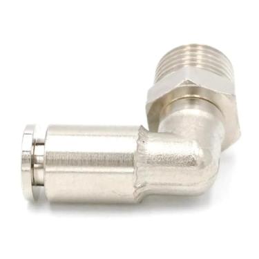 Imagem de WWECCQIJ Conector de encaixe de cotovelo de latão níquel pneumático União de liberação rápida encanamento 1/10.2 cm macho para caber no tubo O/D 6 mm