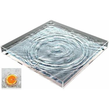 Imagem de LGEOELIAS Bandeja de tiro de adereços de foto flutuante de acrílico, vitrine, tanque de água rasa transparente, caixa de armazenamento portátil de cosméticos para alimentos altura 5 cm/5 cm
