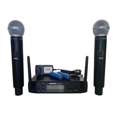 Imagem de Microfone profissional GLXD4 UHF sem fio duplo cardióide - cápsula Beta 58A - RECARREGÁVEL