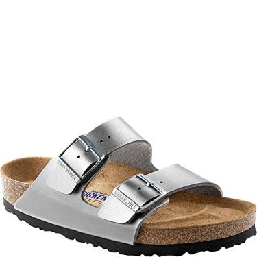Imagem de Birkenstock Sandália unissex Arizona macia, prata, 37 N EU/6-6,5 2A(N) EUA feminino