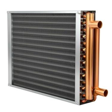 Imagem de Trocador de calor água para ar 35 x 35 cm, aquecimento de ar forçado com portas de cobre de 2,5 cm, bobina de água quente para fornos de madeira ao ar livre, aquecimento residencial
