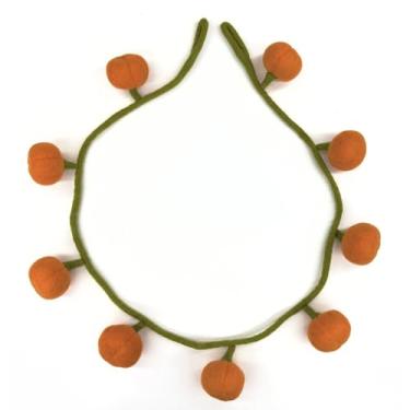 Imagem de Humble Hilo Decoração de Halloween de feltro feita à mão - Decorações de Halloween fofas para ambientes internos ou externos para casa, escritório, mesa ou exibição de festa (guirlanda de abóbora)