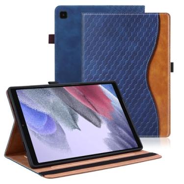 Imagem de Varohix Capa para Samsung Galaxy Tab A7 Lite 22.1 cm 2021 (SM-T220/T225/T227) Suporte de visualização multiângulo de couro PU com bolso para cartão, azul