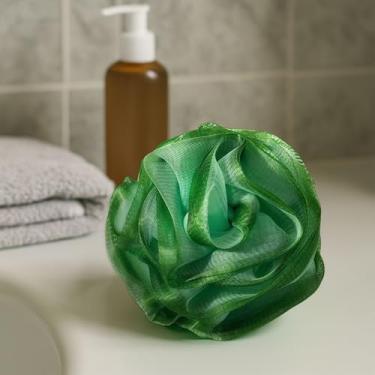 Imagem de Esponja de bucha para mulheres, esponja de banho esfoliante corporal de 70 g, bufas macias para limpeza diária de chuveiro, verde