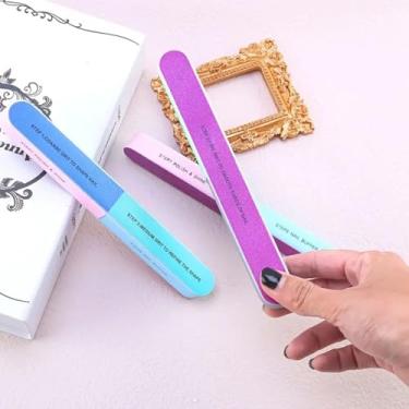 Imagem de Conjunto de 3 lixas de unhas multifacetadas – Barras de lixar profissionais 6 em 1 com esponja de polimento, ferramentas de arte de unhas de grão 180/240/3000 para salão de beleza e manicure em casa