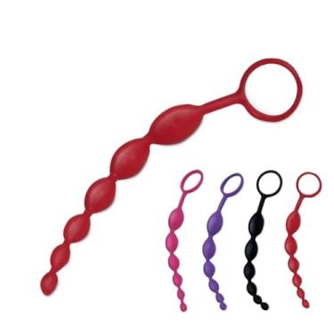 Imagem de Plug Anal Escalonado Com Alça E 6 Esferas Conforto e Prazer Intenso Segurança e Relaxamento [VERMELHO]