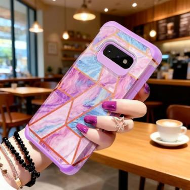 Imagem de Capa para Samsung Galaxy S10e, design de mármore, com glitter, 2 em 1, policarbonato rígido, TPU macio, resistente, fina, à prova de choque, antiarranhões, capa protetora para mulheres e meninas para