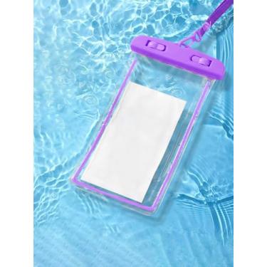 Imagem de Bolsa de telefone à prova d'água para o verão, capa de telefone à prova d'água, bolsas secas adequadas para telefones celulares abaixo de 7,2 polegadas, necessidades de praia para parque aquático