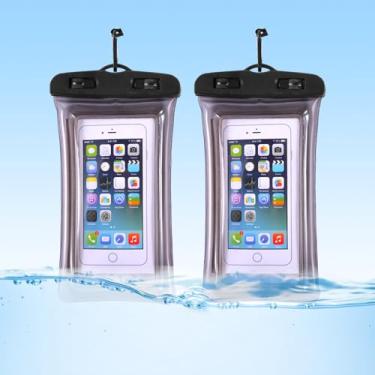 Imagem de Pacote com 2 bolsas impermeáveis para celular, bolsa seca para iPhone 16 15 14 13 12 Pro Max Plus XR e Galaxy S24 S23 S22 IPX8 capa esportiva ao ar livre (preto)