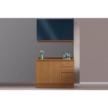 Imagem de Kit De Cozinha Completa 3 Peças Ciela (1aéreo+1balcão+1complemento) C3p21 Canela-azul Profundo - Kappesberg