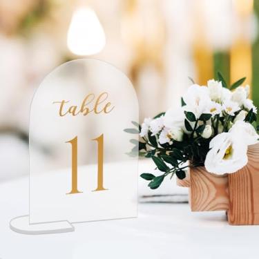 Imagem de Placa de recepção de caligrafia dourada para decoração de mesa chique em forma de arco para eventos de casamento "Etiquetas 27.9 cm