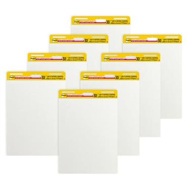 Imagem de Post-it Bloco de cavalete super pegajoso, 63,5 x 76,2 cm, branco, 30 folhas/bloco, 8 blocos/pacote