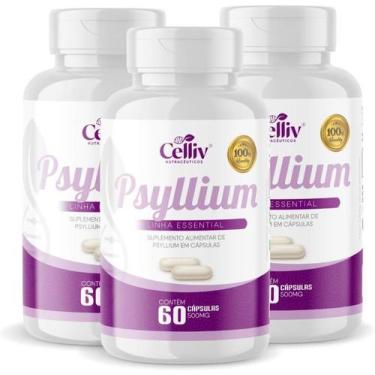 Imagem de Kit Com 03 - Psyllium 60 Cápsulas de 500mg Celliv - Celliv 