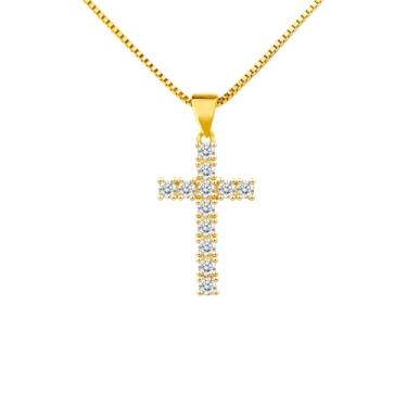 Imagem de MiiFort Colar com pingente de cruz de ouro, gargantilha religiosa, presente de aniversário para mulheres, filha, irmã, avó, neta, tia, amizade, One Size, Metal, Sem Pedra Preciosa