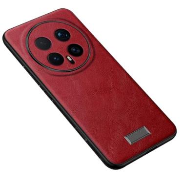 Imagem de LTLMYDAM Capa de couro para Honor Magic 8 Pro/8, proteção de câmera estilo comercial à prova de impressões digitais, capa fina de silicone com borda macia, vermelha, 8