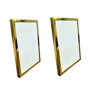 Imagem de Porta Retrato, Dourado Ou Prata Metal Brilhante Sala, Quarto Escritório(10x15cm)(KIT 02UN DOURADO METAL)