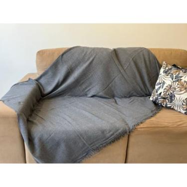 Imagem de Manta para Sofá Gigante 100% Algodão com Franjas – Decoração e Proteção Elegante para Sala (CINZA ESCURO)