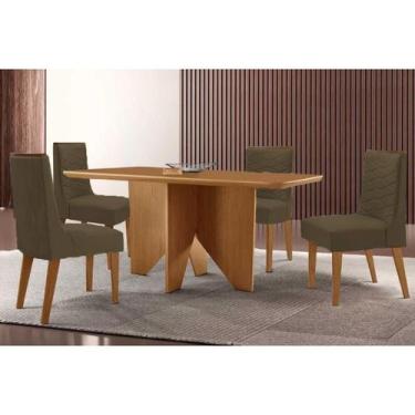 Imagem de Conjunto Sala de Jantar Nevada c/ Tampo Madeirado Canto Curvo 120x80cm