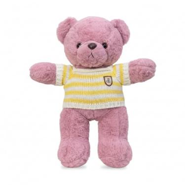 Imagem de Urso de Pelúcia com Blusa Listrada 50cm – Macio, Fofo e Perfeito para Presentear (ROXO)