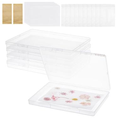 Imagem de BENECREAT 5PCS Dried Flower Storage Set, Dried Flower Storage Set, with Blotting Paper, Ziplock Bag and Desiccant, PP Storage Containers for DIY Bookmarks 6x4.5x0.7Inch