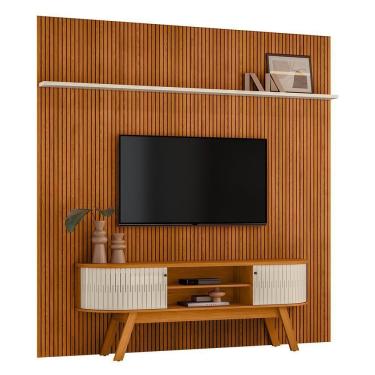 Imagem de Rack Bancada Com Painel New Laguna Cinamomo Off White Para Tv Até 75 Madetec Cinamomo Off White
