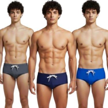 Imagem de KIT 3 Sunga Masculina slim Vekyo Básica Piscina Moda Praia Verão Confo