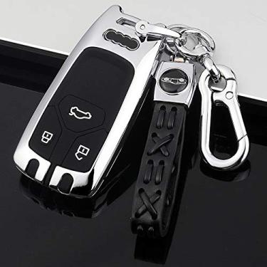 Imagem de WSWJDW Bolsa de couro para chave de carro capa chaveiro anel chave bolsa, adequado para Audi A4 Allroad B9 Q5 Q7 TT TTS 4M 8S 2016 2017 2018,4