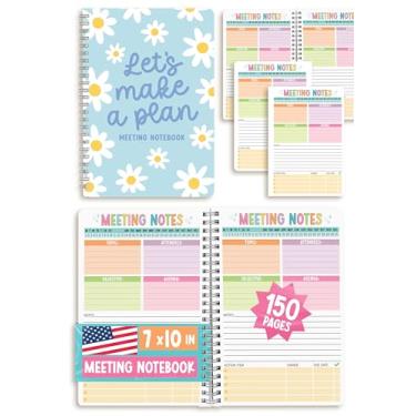 Imagem de Caderno de reuniões para organização do trabalho – planejador de negócios de reuniões, organizador de cadernos de negócios, cadernos de escritório para anotações, organizador floral de trabalho