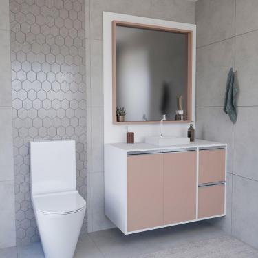 Imagem de Conjunto Gabinete E Espelheira Plena Elegance 120cm Branco Salmão