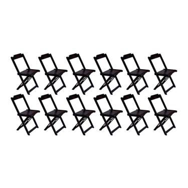 Imagem de Kit 12 Cadeiras De Madeira Dobravel Tabaco - Marrom