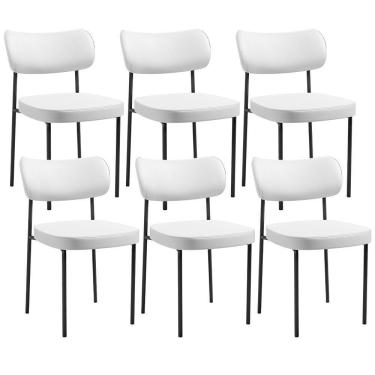 Imagem de Kit 06 Cadeiras Decorativas Para Sala De Jantar Melina L02 Facto Branco - Lyam Decor