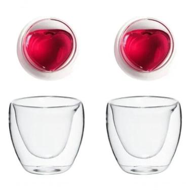 Imagem de Jogo De Copo Coração Parede Dupla 2 Peças 250 Ml - Mimo