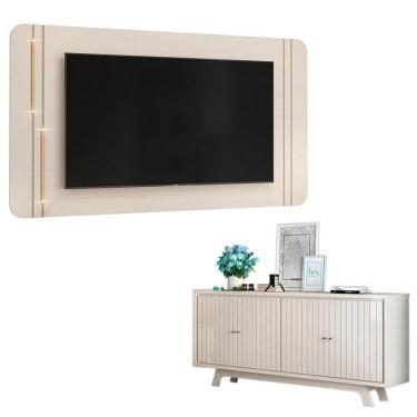 Imagem de Painel Para Tv Suspenso Ariana E Aparador Buffet Mercuri Off White - Dj Móveis