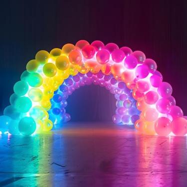 Imagem de CORALMEE Kit de suporte de arco de balão, arco de coluna de balão com luzes LED para decoração de festivais de feriados