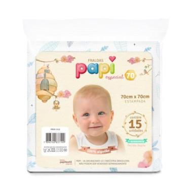 Imagem de Fralda Bebê Papi Especial Estampa Azul 70 x 70cm Com 15 Un