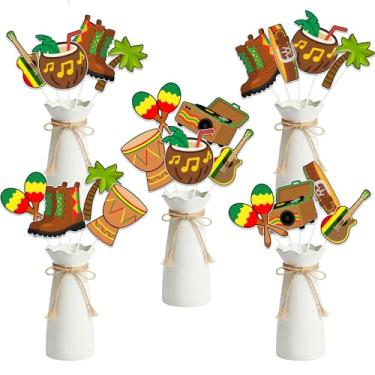 Imagem de Reggae Themed Centerpieces Sticks, Reggae Party Decorations Jamaican Rastafari Palm Tree Table Decor One and Loved First Birthday Favor for Reggae Music Themed Party Supplies