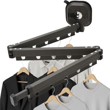 Imagem de KH866 Suporte de parede dobrável para secar roupas – Organizador de secador interno retrátil e dobrável com ventosa, economia de espaço 360° para lavanderia ou quarto