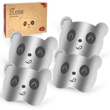 Imagem de ZLemma Conjunto de 4 peças de protetores de dedo Panda para cortar alimentos, protetor de dedo de aço inoxidável premium para picar, fatiar legumes, frutas, carne, utensílios de cozinha presentes para
