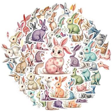 Imagem de 50 peças de adesivos de coelho fofo animal de coelho vibrante para mala, geladeira, telefone, bagagem, laptop, guitarra, carro, adesivo, brinquedos, laptop, bagagem, scrapbook, diário, adesivo